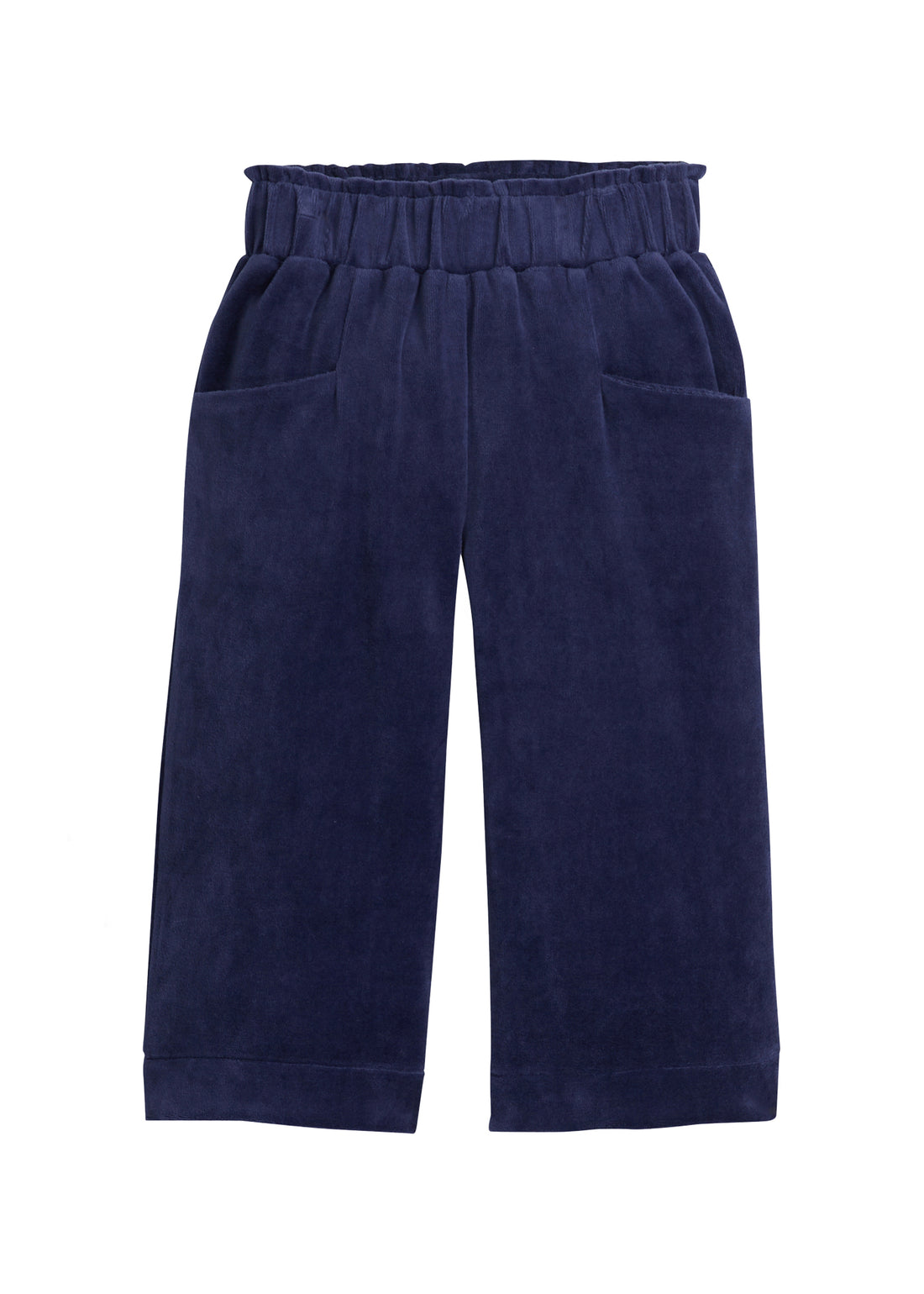 Navy Velour pants with slight ruffle at the waistband--CroppedPalazzoPant BISBY girls/teens