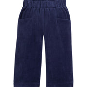 Navy Velour pants with slight ruffle at the waistband--CroppedPalazzoPant BISBY girls/teens
