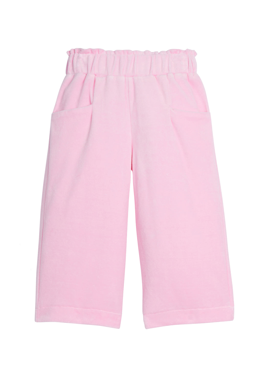 Girls/Tween pants in our Light Pink Velour. Pants feature an elastic waistband with pockets in the front and is in our super soft velour fabric for a comfy fit-BISBY