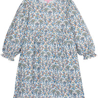 White dress with fall colored flowers (orange, yellow, blue)--ElenaDress BISBY girls/teens