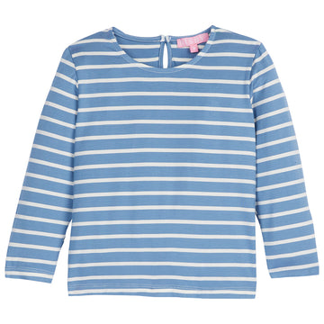 Blue and white stripe long sleeve shirt--EssentialTee BISBY girl/teen