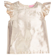 Girls/Tween Gold metallic top featuring angel sleeve detail. Made of super lightweight material as well-BISBY