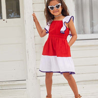patriotic red white navy summer dress for girls memorial day