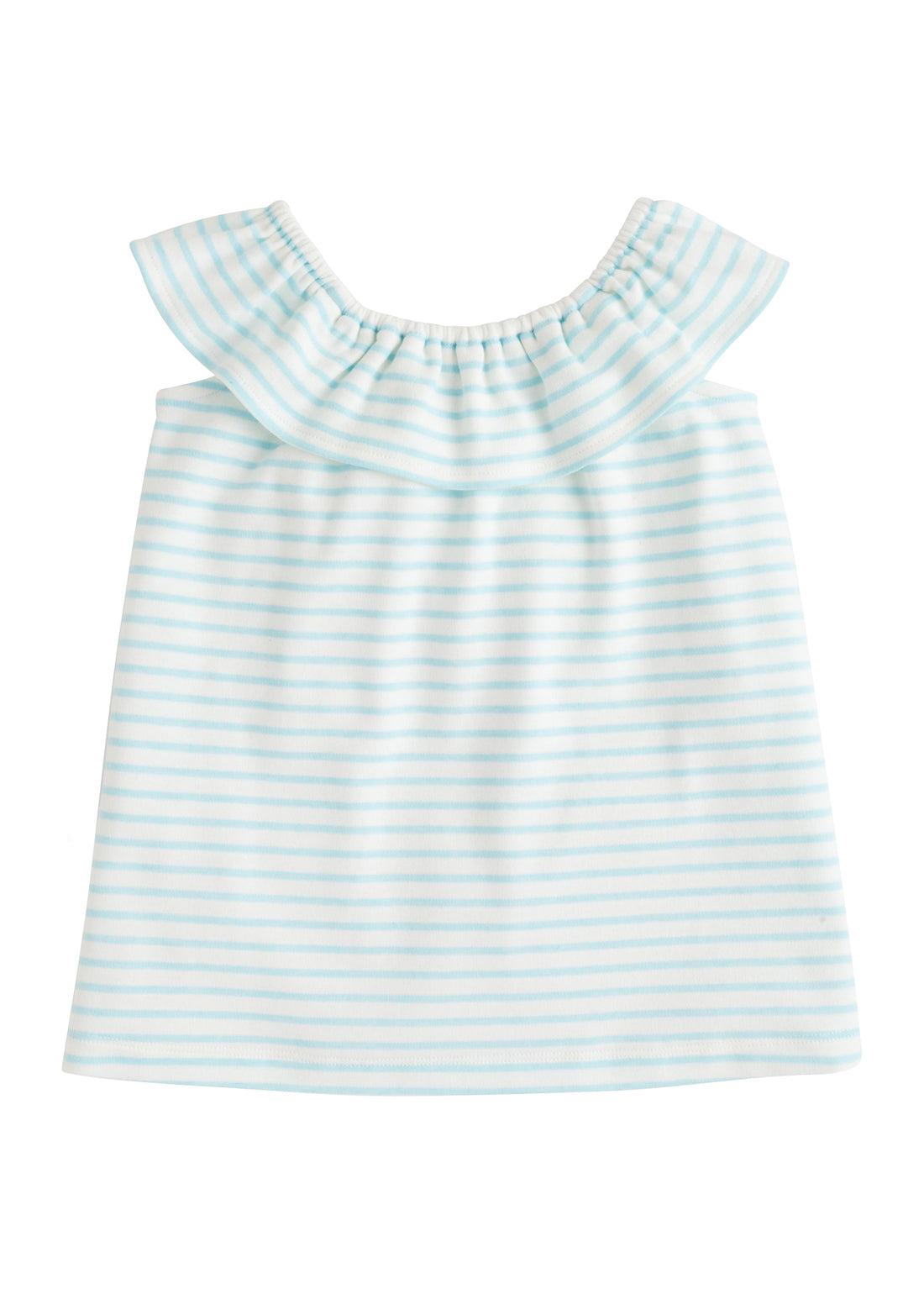 BISBY girls blue and white striped tank with ruffle detail