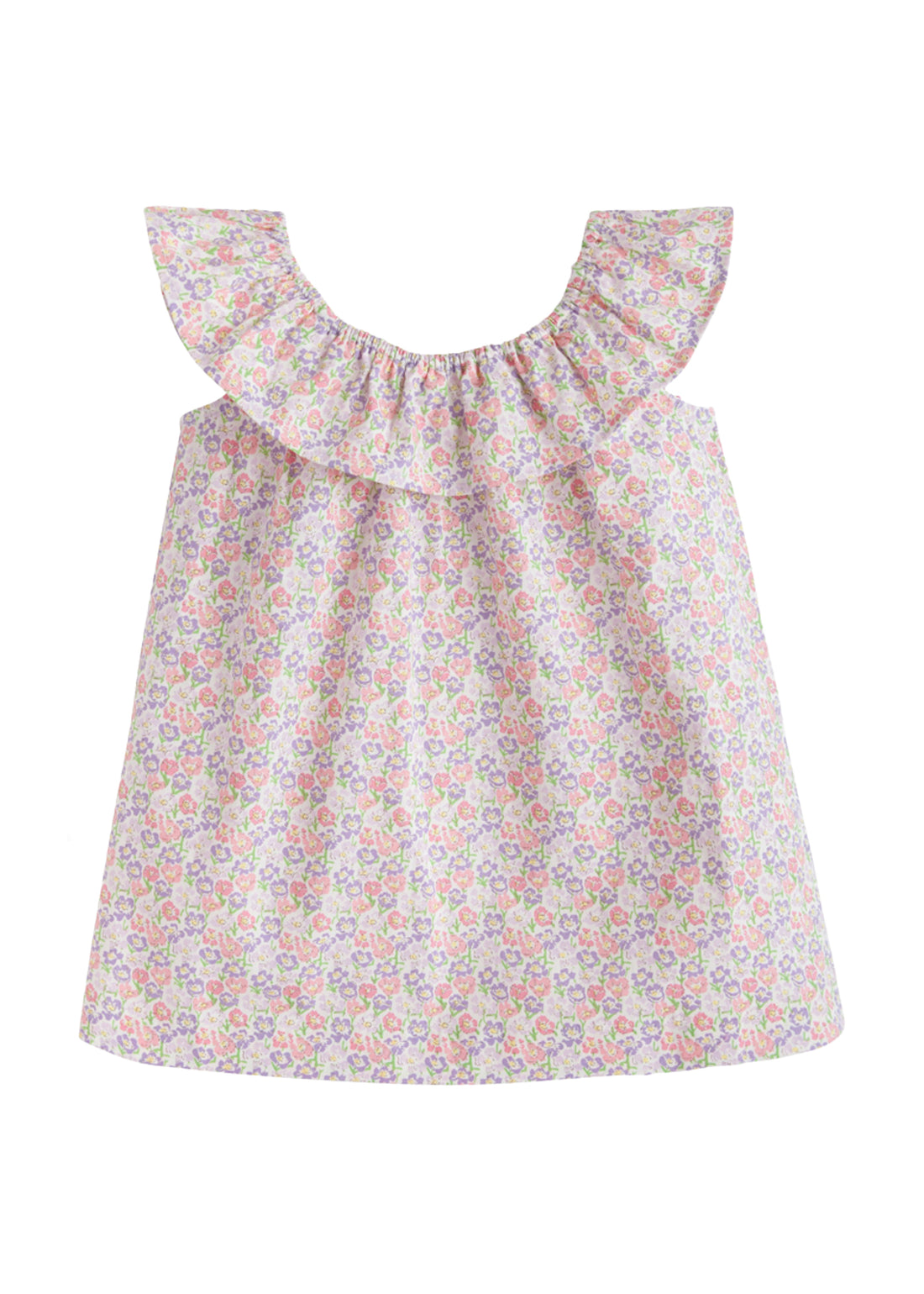 BISBY girls ruffled tank in pink and purple floral pattern