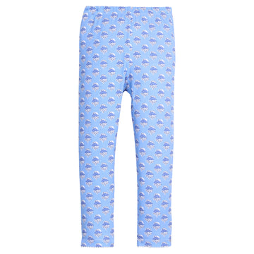 Light blue leggings with a floral pattern on a white background