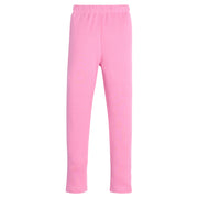 Girls hot pink knit leggings that feature an elastic waistband for easy put on access. 