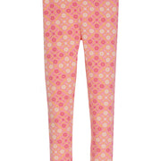 Leggings are back in our Seville Rose pattern. These leggings have pink and white flowers that form into a diamond shape printed on a beautiful orange colored legging--BISBY