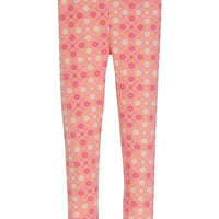 Leggings are back in our Seville Rose pattern. These leggings have pink and white flowers that form into a diamond shape printed on a beautiful orange colored legging--BISBY