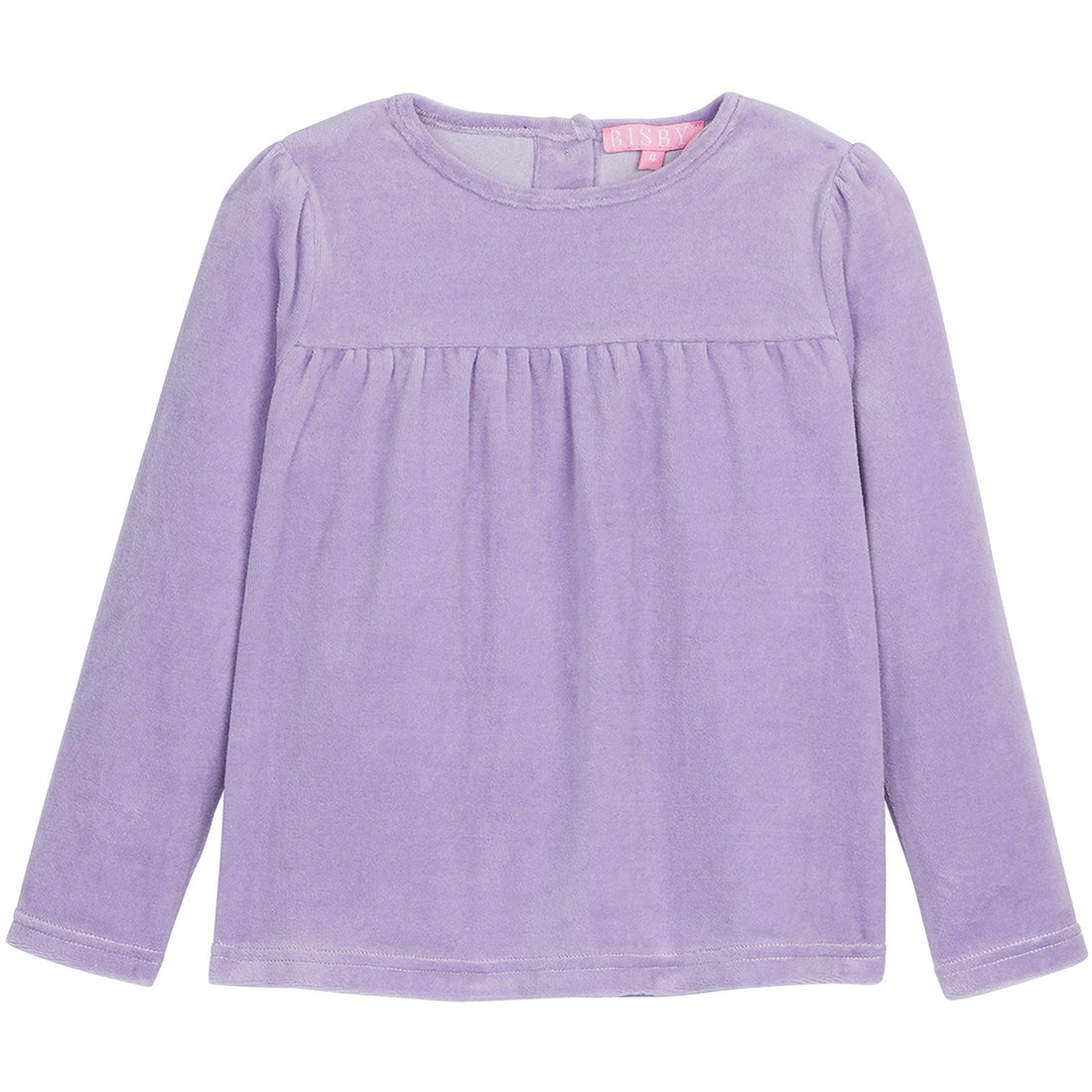 Long sleeve Lilac velour top with slight gathering across bust--LisleTop for girls BISBY