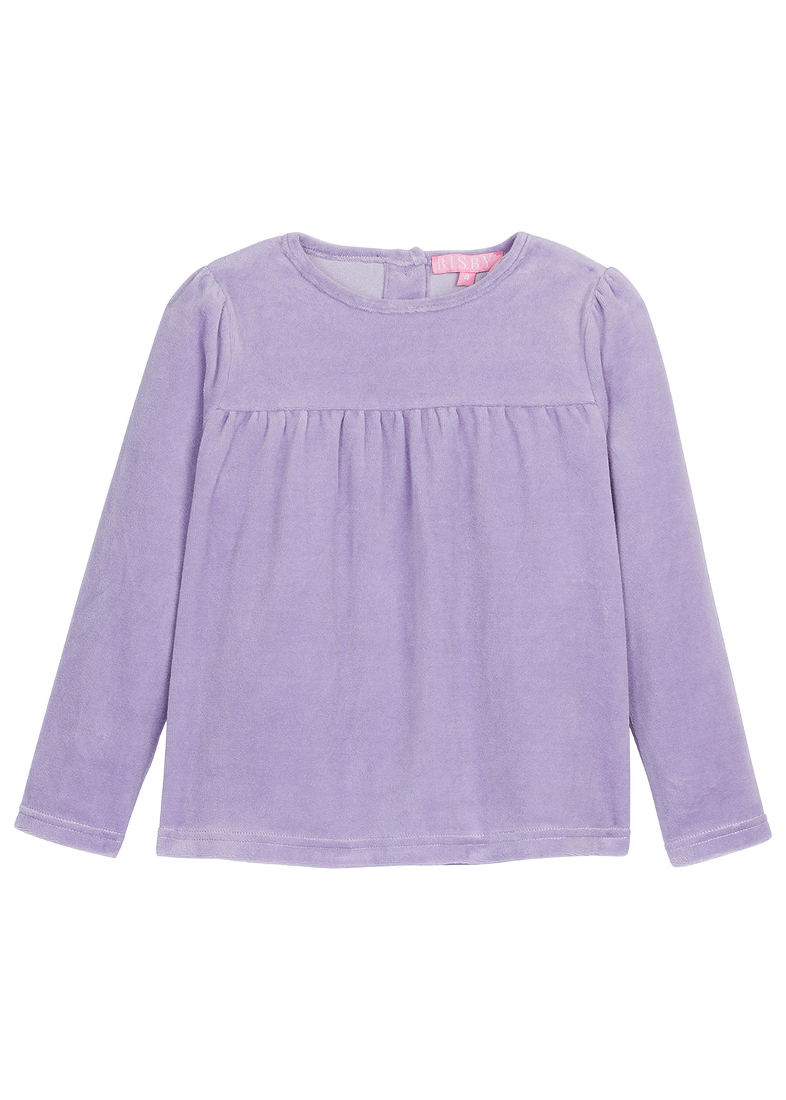 Long sleeve Lilac velour top with slight gathering across bust--LisleTop for girls BISBY