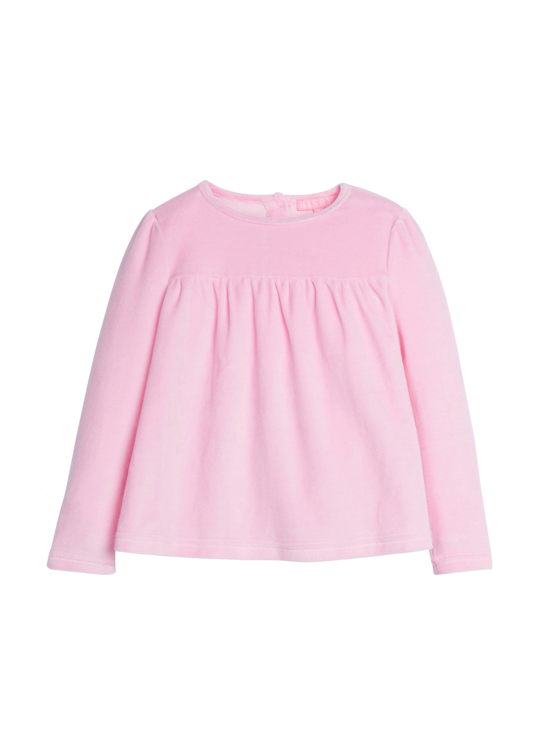 Girls/Tween top in our Light Pink Velour. Top features button enclosures along the back and is in our velour fabric for a soft and comfy feel-BISB