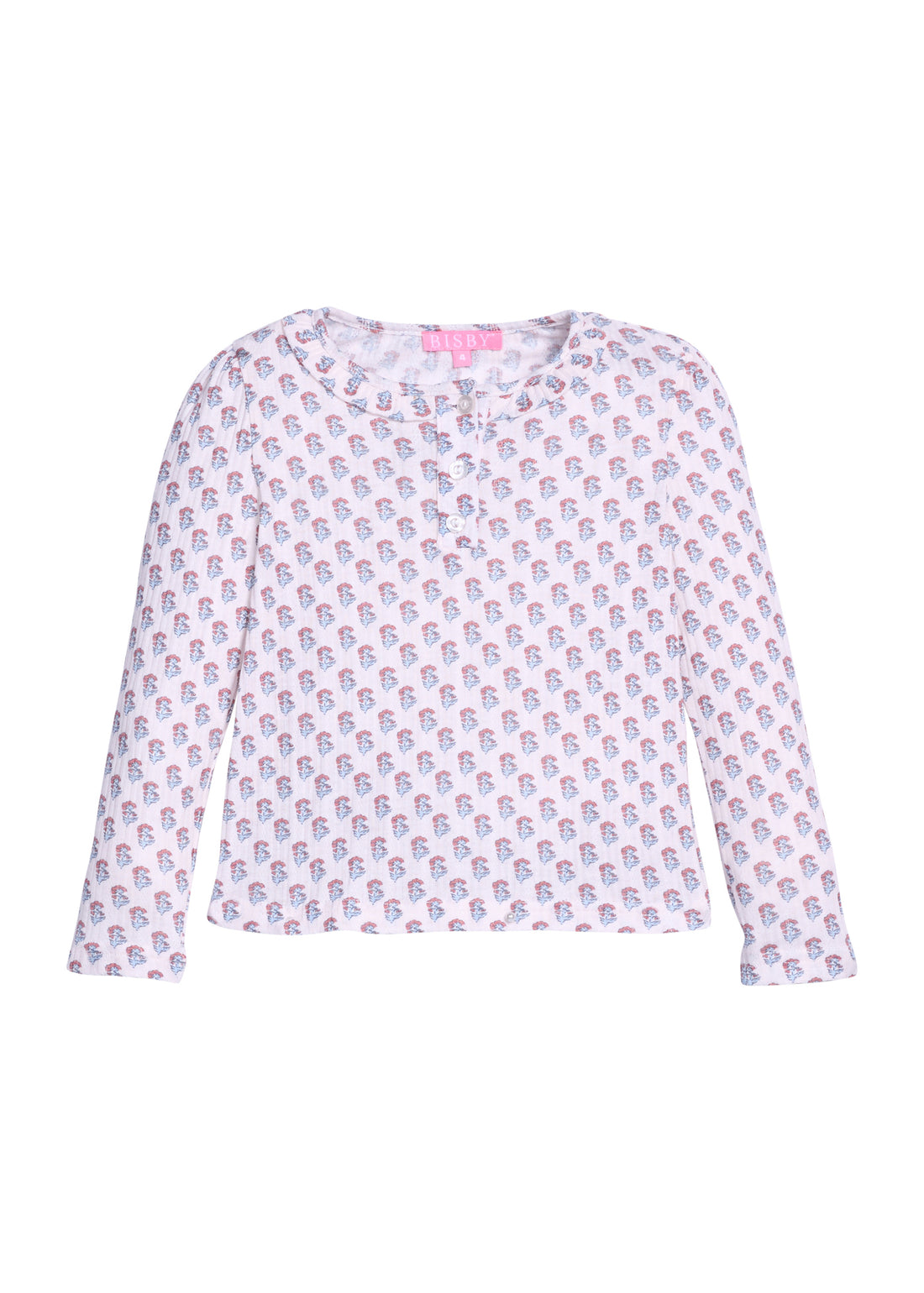 Long Sleeved Henley Tee - Verbier Pointelle Floral