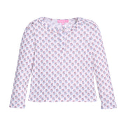 Long Sleeved Henley Tee - Verbier Pointelle Floral