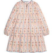Long Sleeved Positano Dress - Verbier Vines Orange