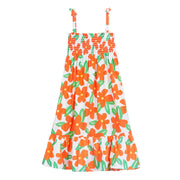tween girls strappy dress with orange large flower print