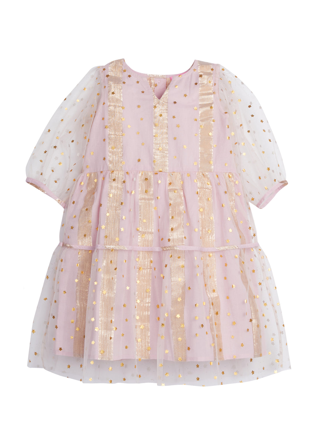 Madaket Dress - Pink Metallic Stars/Stripes