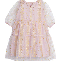 Madaket Dress - Pink Metallic Stars/Stripes