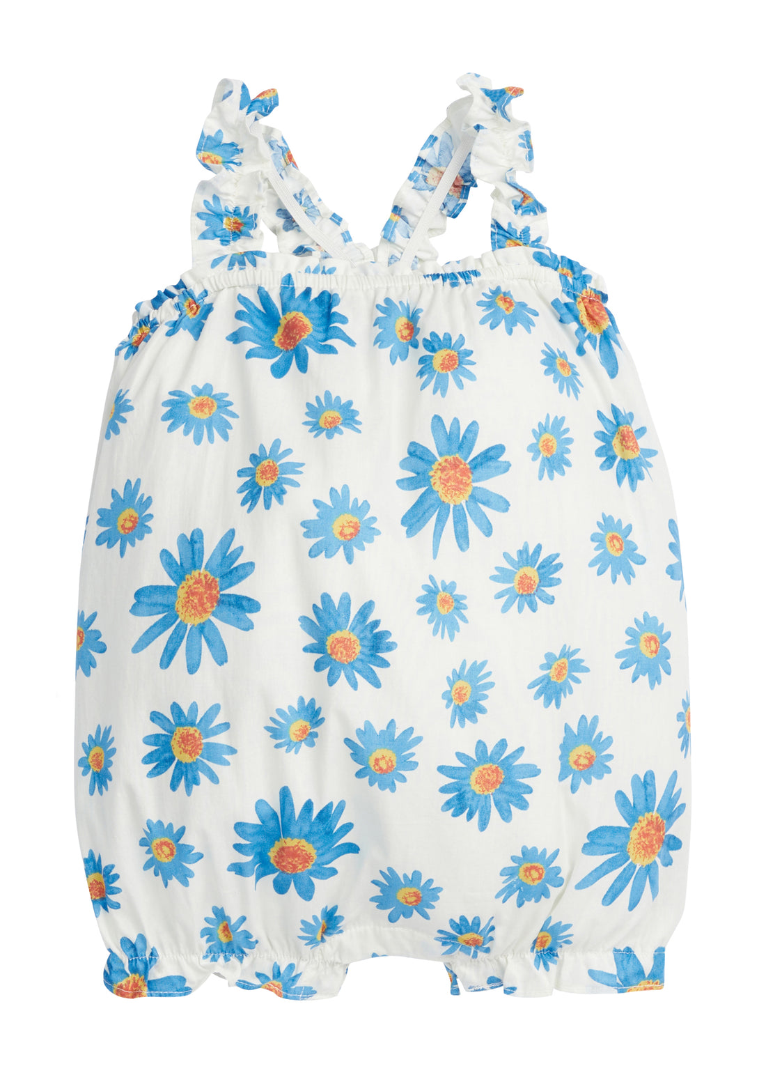 BISBY baby bubble in our sweet Fenwick Blue floral pattern. This bubble has adjustable straps in the back with buttons along the back and stride for easy in and out for your baby girl!