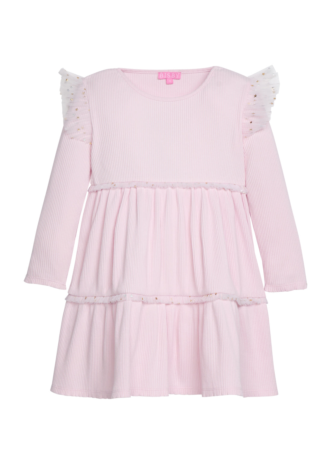 Mila Dress - Bubblegum & Gold Sparkle Stars