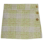 Sage Green plaid skort (tweed) with 3 buttons on side of it--MiniSkort BISBY girls/teens