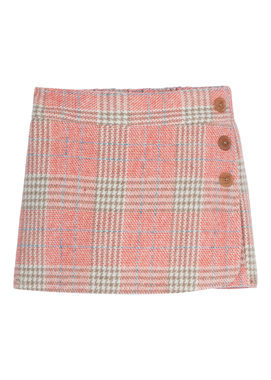 Pink plaid Skort (tweed) with 3 buttons down side--MiniSKort BISBY girl/teen