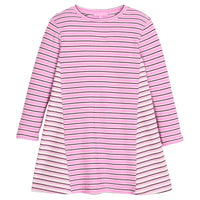 Girls/tween mixed purple/cranberry striped knit dress.
