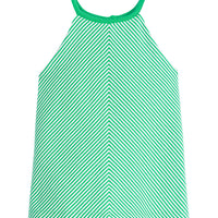tween girls kelly green and white striped halter tank