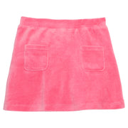 Girls/Tween skort in our pink velour material. Skort features an elastic waistband with built in shorts and also has 2 pockets on the front of the skirt-BISBY