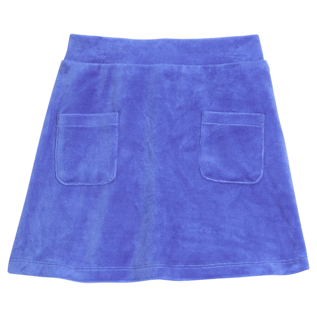 Girls/Tween skort in our royal blue velour material. Skort features an elastic waistband with built in shorts and also has 2 pockets on the front of the skirt-BISBY