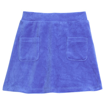Girls/Tween skort in our royal blue velour material. Skort features an elastic waistband with built in shorts and also has 2 pockets on the front of the skirt-BISBY