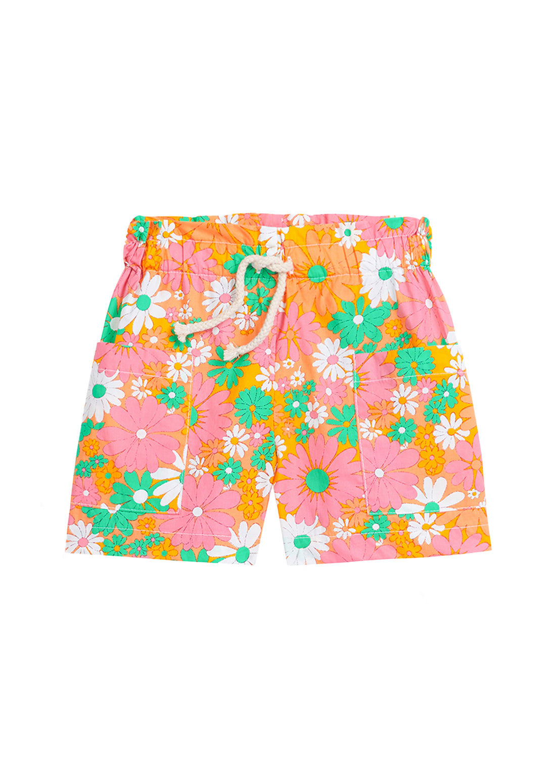 tween girls drawstring shorts with pockets in retro floral print 