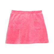 Girls/Tween skort in our pink velour material. Skort features an elastic waistband with built in shorts and also has 2 pockets on the front of the skirt-BISBY