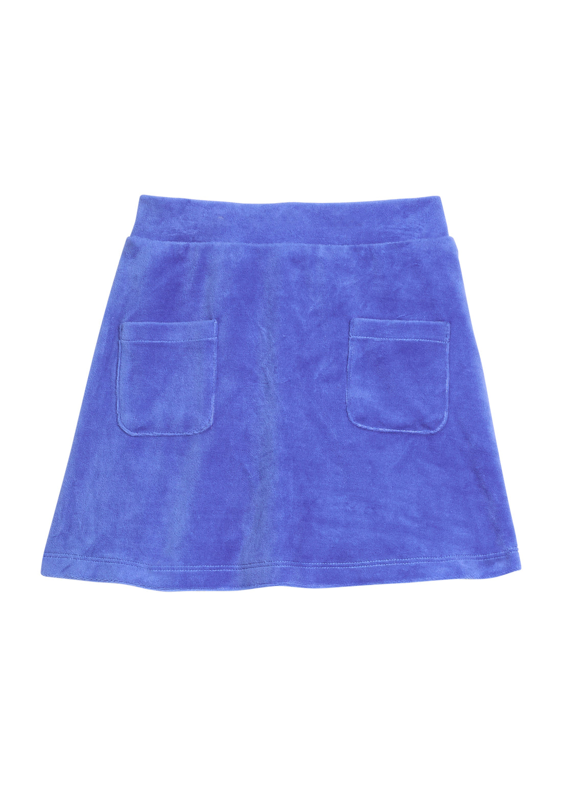 Girls/Tween skort in our royal blue velour material. Skort features an elastic waistband with built in shorts and also has 2 pockets on the front of the skirt-BISBY
