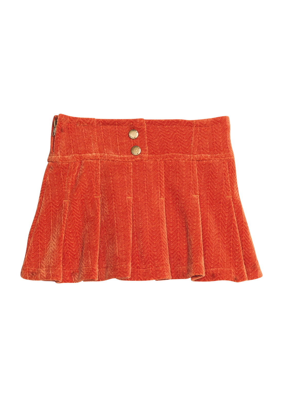 Pleated Skort - Rust Herringbone Corduroy