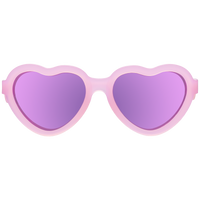 Frosted Pink Heart Sunglasses - Purple Polarized Mirrored Lenses