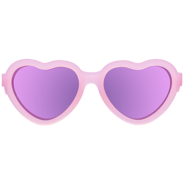 Frosted Pink Heart Sunglasses - Purple Polarized Mirrored Lenses