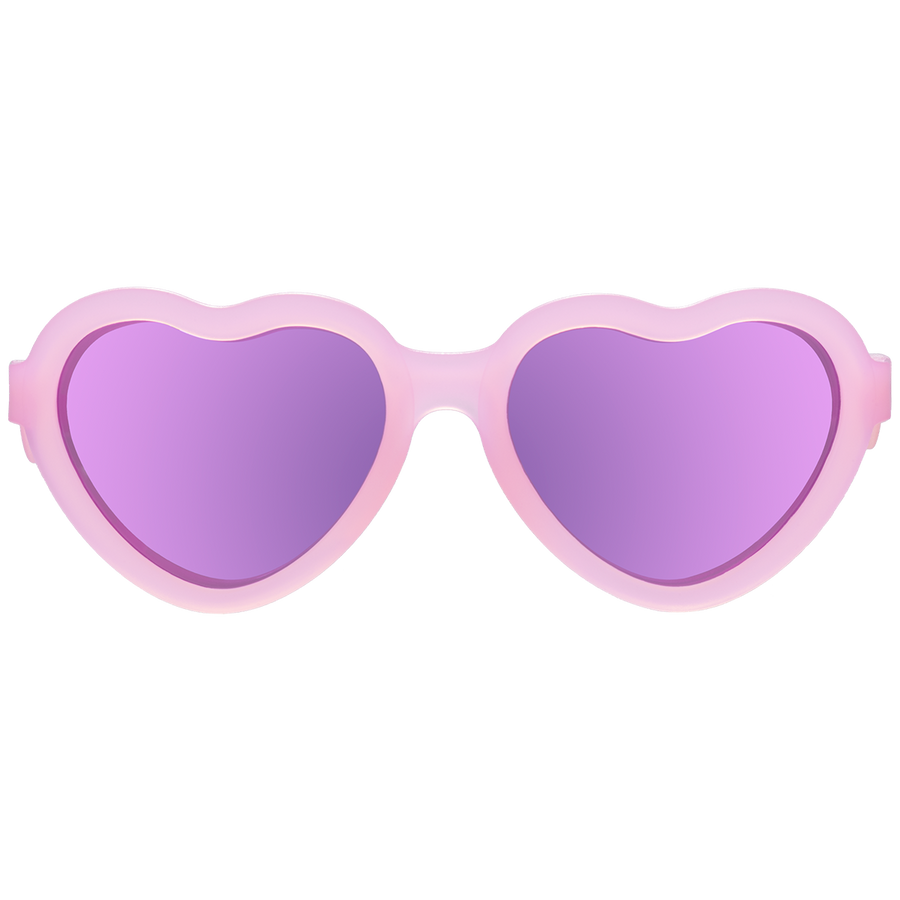 Frosted Pink Heart Sunglasses - Purple Polarized Mirrored Lenses