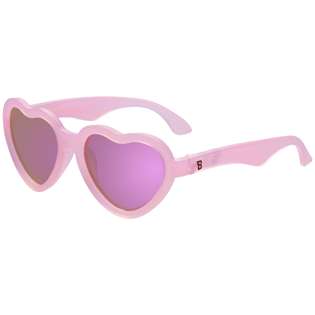 Frosted Pink Heart Sunglasses - Purple Polarized Mirrored Lenses