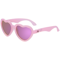Frosted Pink Heart Sunglasses - Purple Polarized Mirrored Lenses
