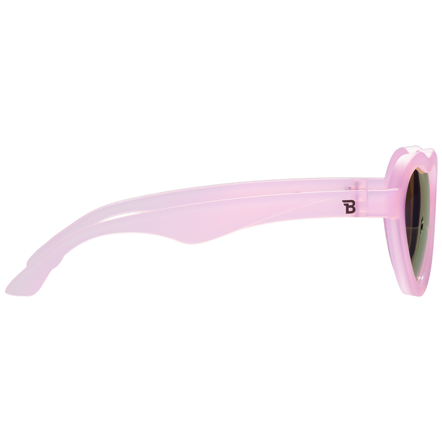 Frosted Pink Heart Sunglasses - Purple Polarized Mirrored Lenses
