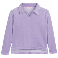 Lilac Velour Collared Longsleeve Pullover (no buttons)--PoloPullover BISBY girls/teens