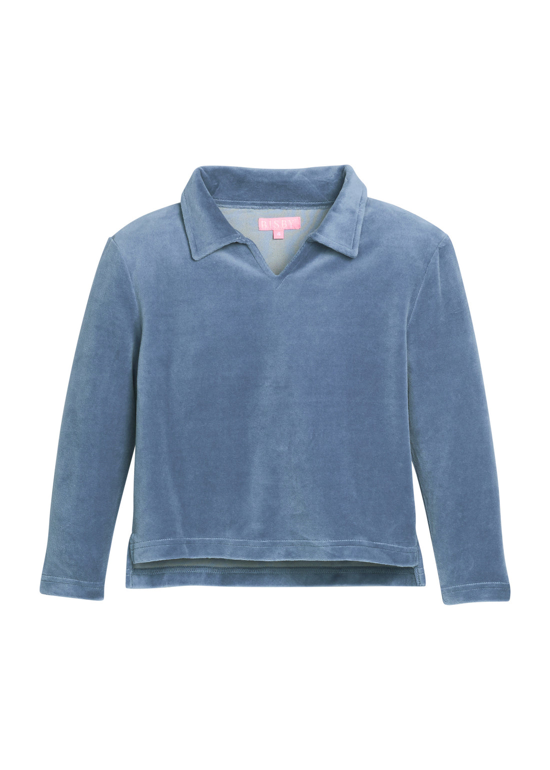 Polo Pullover - Dusty Blue Velour