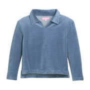 Polo Pullover - Dusty Blue Velour