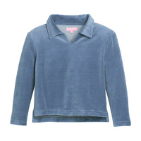 Polo Pullover - Dusty Blue Velour