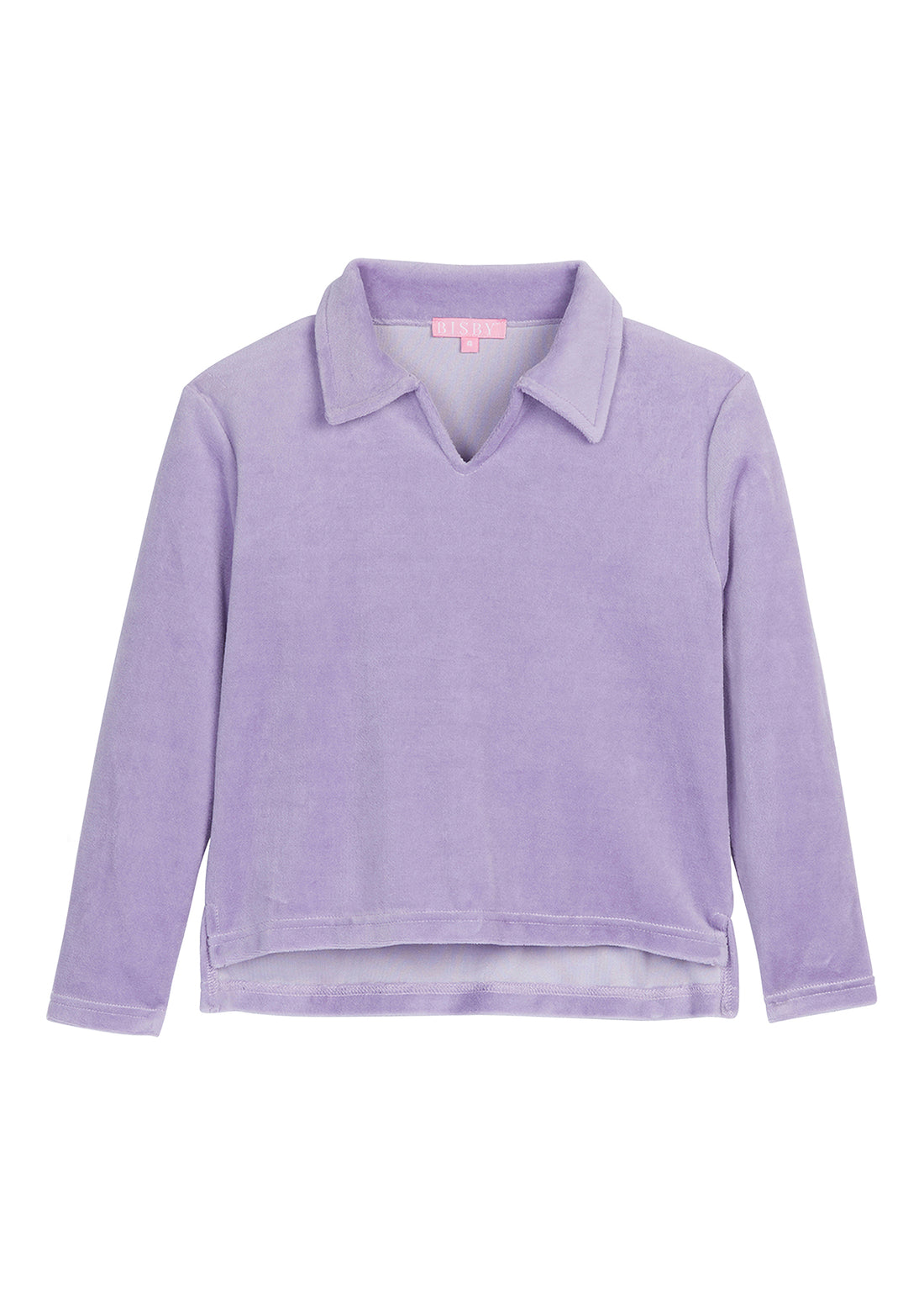 Lilac Velour Collared Longsleeve Pullover (no buttons)--PoloPullover BISBY girls/teens