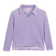 Lilac Velour Collared Longsleeve Pullover (no buttons)--PoloPullover BISBY girls/teens
