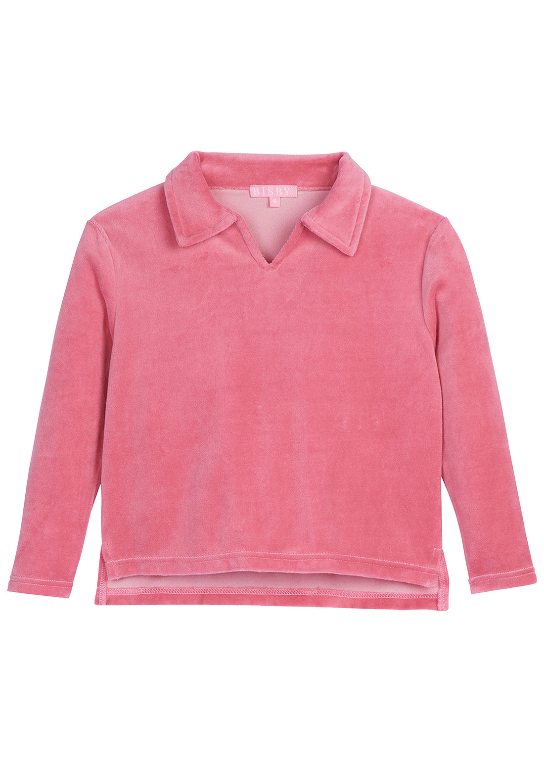 Rose Velour Longsleeve Shirt collared pullover (no buttons)--PoloPullover BISBY girl/teens
