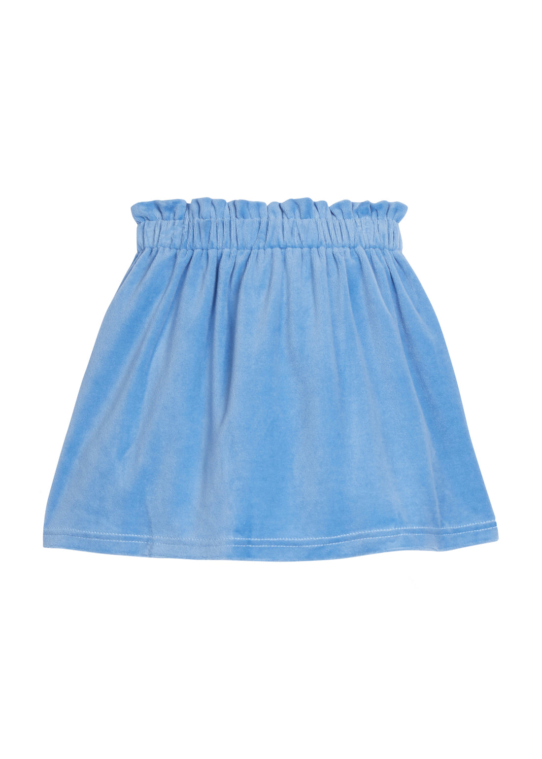 Girls/Tween skirt in our French Blue Velour. Skirt features an elastic waistband and the fabric is a stretchy velour for a comfortable relaxed fit-BISBY