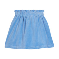 Girls/Tween skirt in our French Blue Velour. Skirt features an elastic waistband and the fabric is a stretchy velour for a comfortable relaxed fit-BISBY